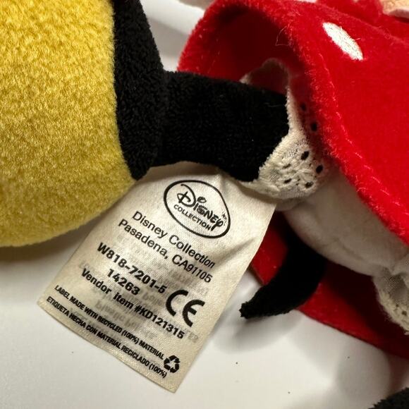 Disney Collection Minnie Mouse Plush Red and White Polka Dots Yellow Bow - Picture 3 of 6